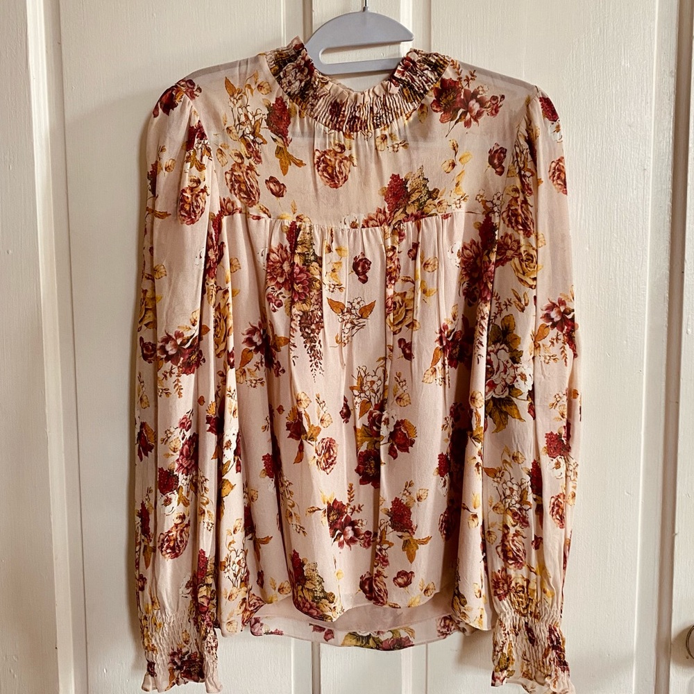 Zara Long Sleeve Floral Blouse